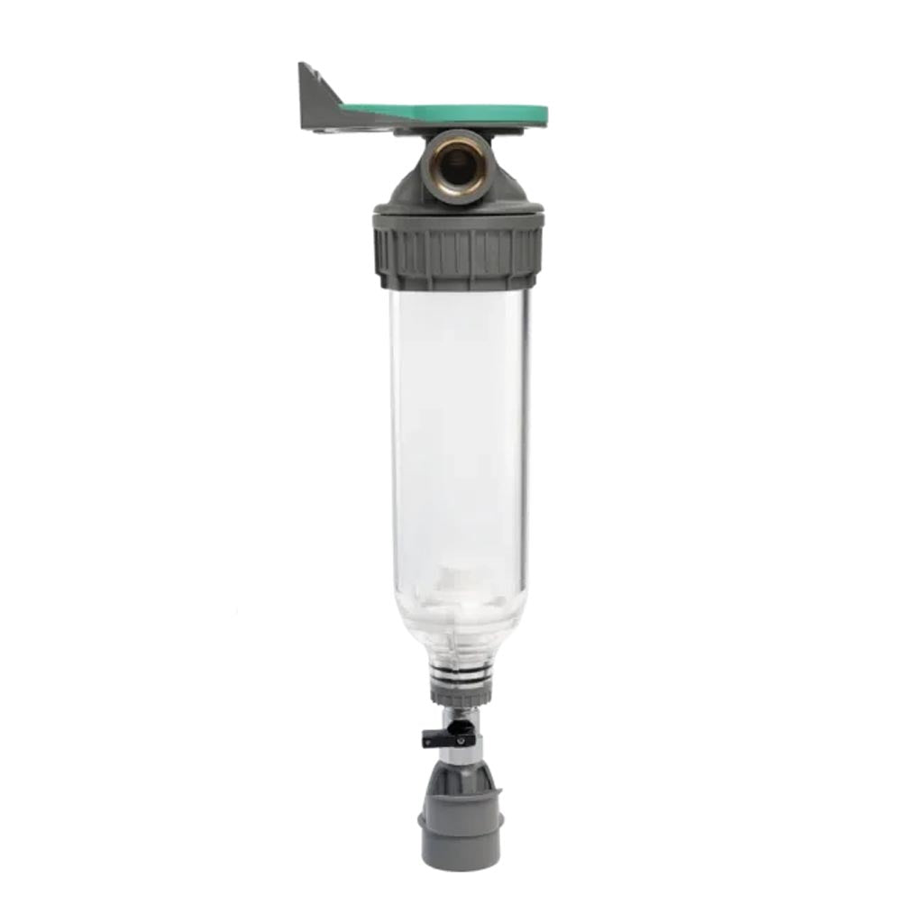 Ecosoft 3P Grey Mono 10" water filter with venturi valve and ½” drain for efficient sediment removal and durable filtration