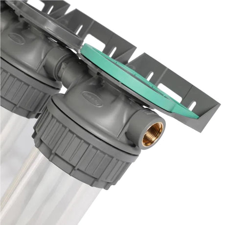 Ecosoft 3P Grey Triplex 10" rainwater filter with flush valve and ¾" brass connection