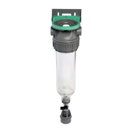 Ecosoft 3P Grey Mono 10" water filter with venturi valve and twistable drain for efficient sediment flushing