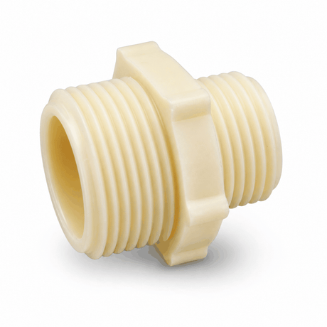 Plastic reducing nipple 1 inch by 3/4 inch BSPM durable corrosion-resistant plumbing connector