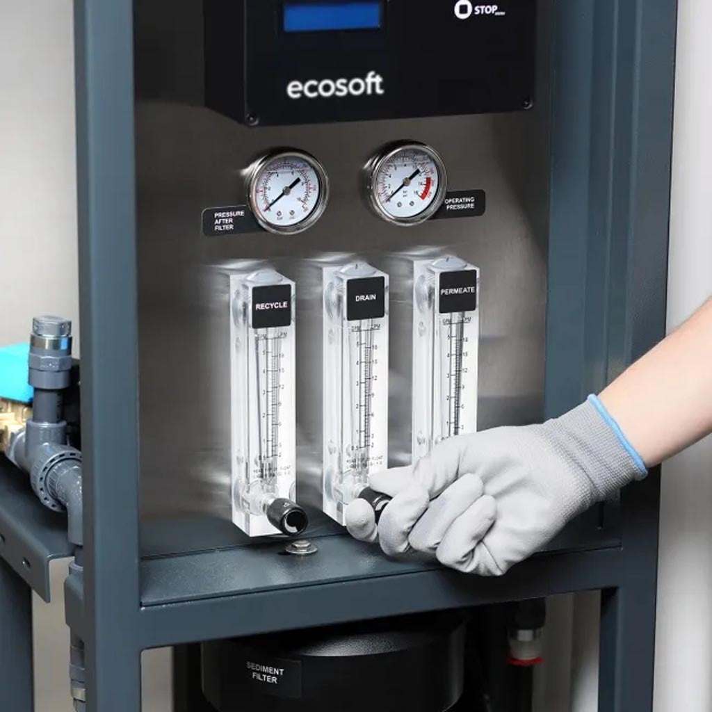 Ecosoft Professional MO12000 4-inch reverse osmosis system with 500 liters per hour capacity and advanced filtration components