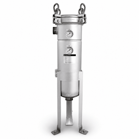 SPECTRUM INOX Bag Housing stainless steel Size 4 with swing-bolt closure and pressure gauges