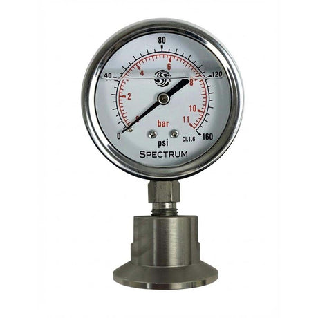 PSFH-GAUGE : SPECTRUM Sanitary Diaphram Gauge 0-11 Bar 50mm Dial 1.5" Tri-Clover