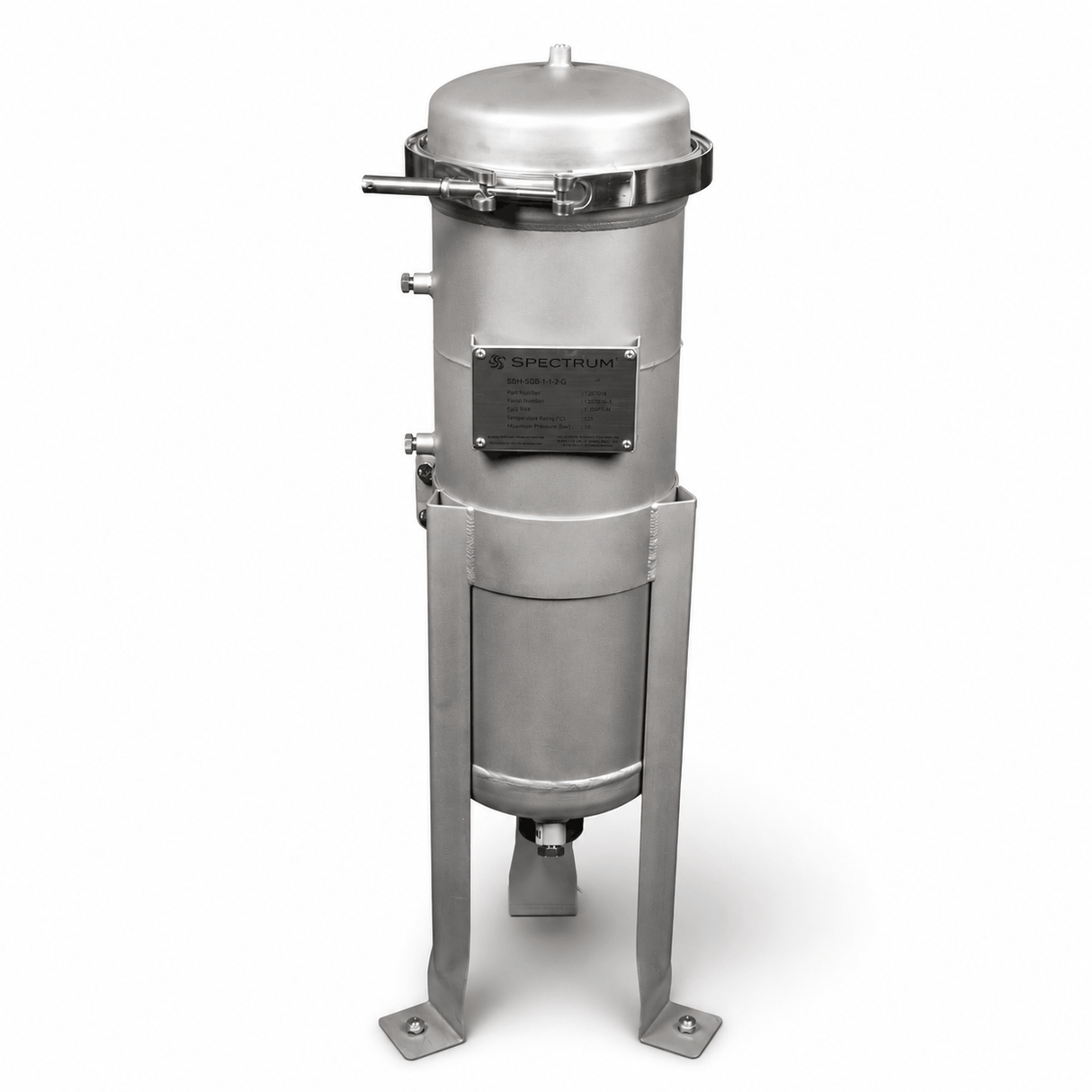 SPECTRUM INOX stainless steel Size 1 bag filter housing with pressure gauges and 2" BSP connections