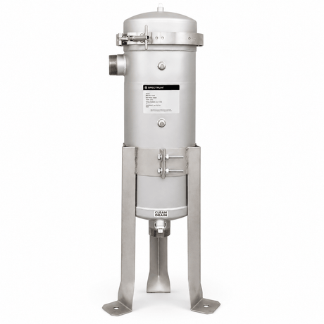 SBH-SPC-1-1-2-GP-ML stainless steel bag filter housing with 2" BSP male connections and V-band clamp closure