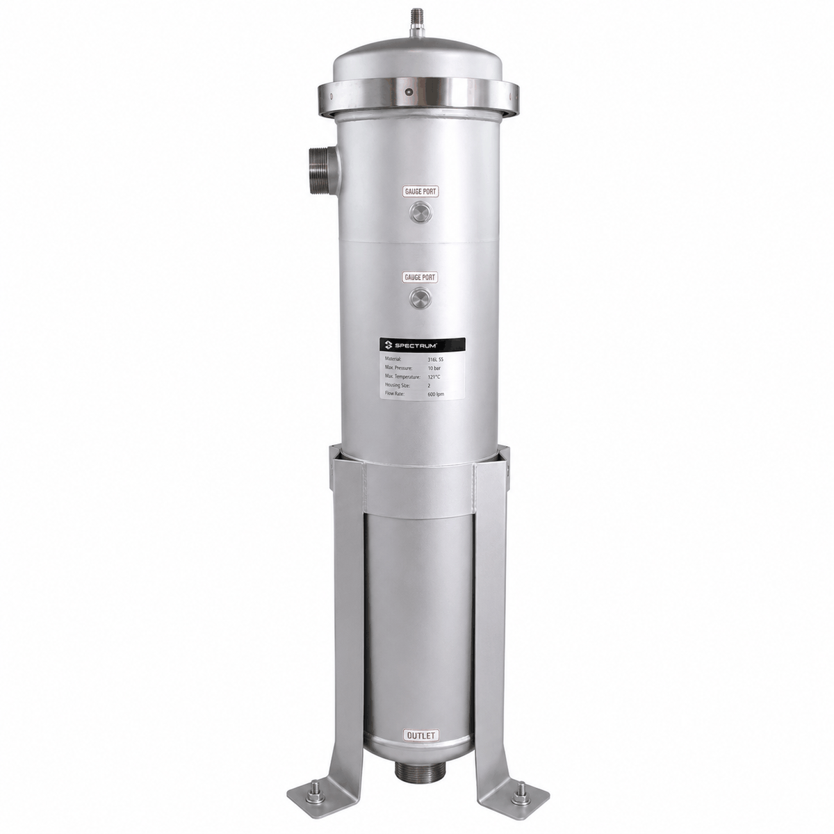 SPECTRUM INOX SBH-SPC-1-2-2-GP-ML stainless steel Size 2 bag filter housing with dimensions diagram