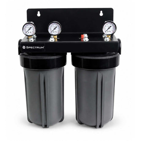 SPECTRUM Aqualyze Double System Large Diameter 10-inch dual-stage water filtration system with polypropylene housings and adaptor kit