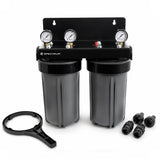 SPECTRUM Aqualyze Double System Large Diameter 10-inch dual cartridge water filter with adaptor kit
