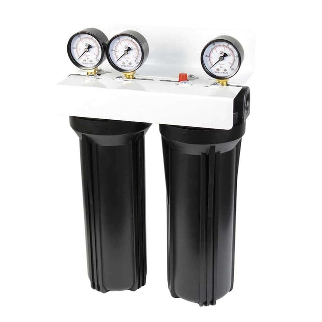 SPECTRUM Aqualyze SFHS-2-10SD double 10-inch small diameter polypropylene water filtration system with adaptor kit