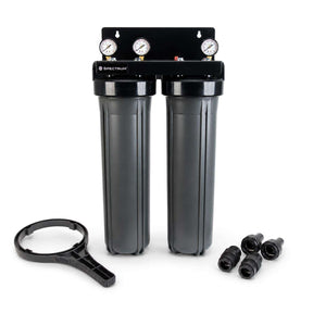 SPECTRUM Aqualyze Double System Large Diameter 20-inch dual cartridge water filter with adaptor kit