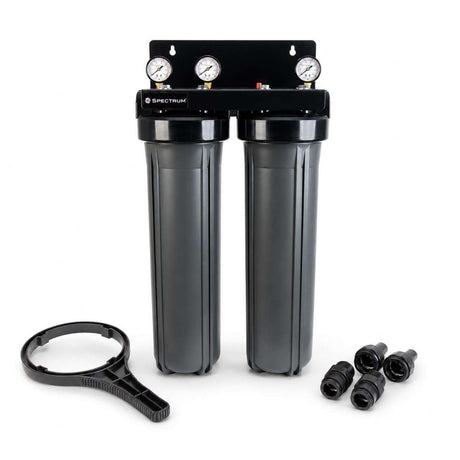 SPECTRUM Aqualyze Double System Large Diameter 20-inch dual cartridge water filter with adaptor kit