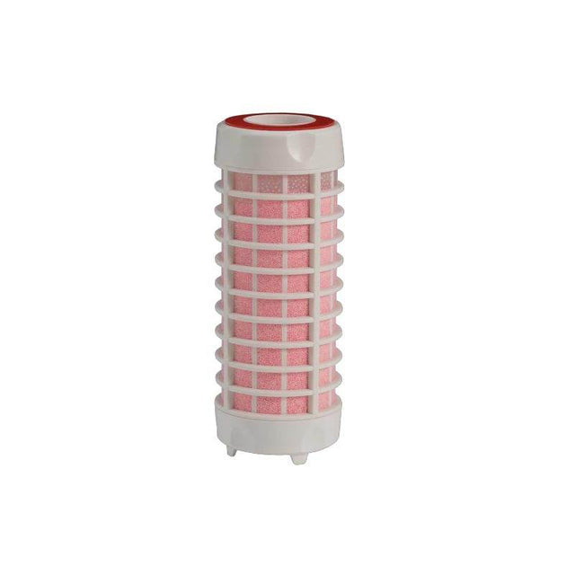 Ecosoft Scalex cartridge for water heater filters preventing limescale buildup with reusable polyphosphate housing and universal ½" threads