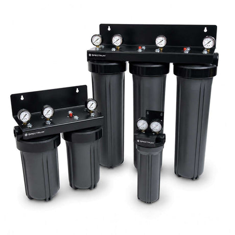 SPECTRUM Aqualyze Double System Large Diameter 20" dual-cartridge water filtration unit with adaptor kit