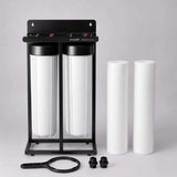Ecosoft Aquapoint XL Duo two-stage whole house water filter with sediment filters on steel frame