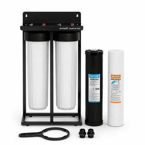 Ecosoft Aquapoint XL Duo whole house water filter system with dual steel housing and sediment iron reduction cartridges