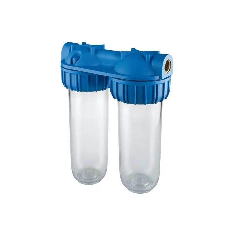 Atlas Duplex Filter Housing Clear Brass Ports inc. Spanner and Bracket