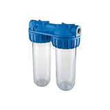Atlas Duplex Filter Housing Clear Brass Ports inc. Spanner and Bracket