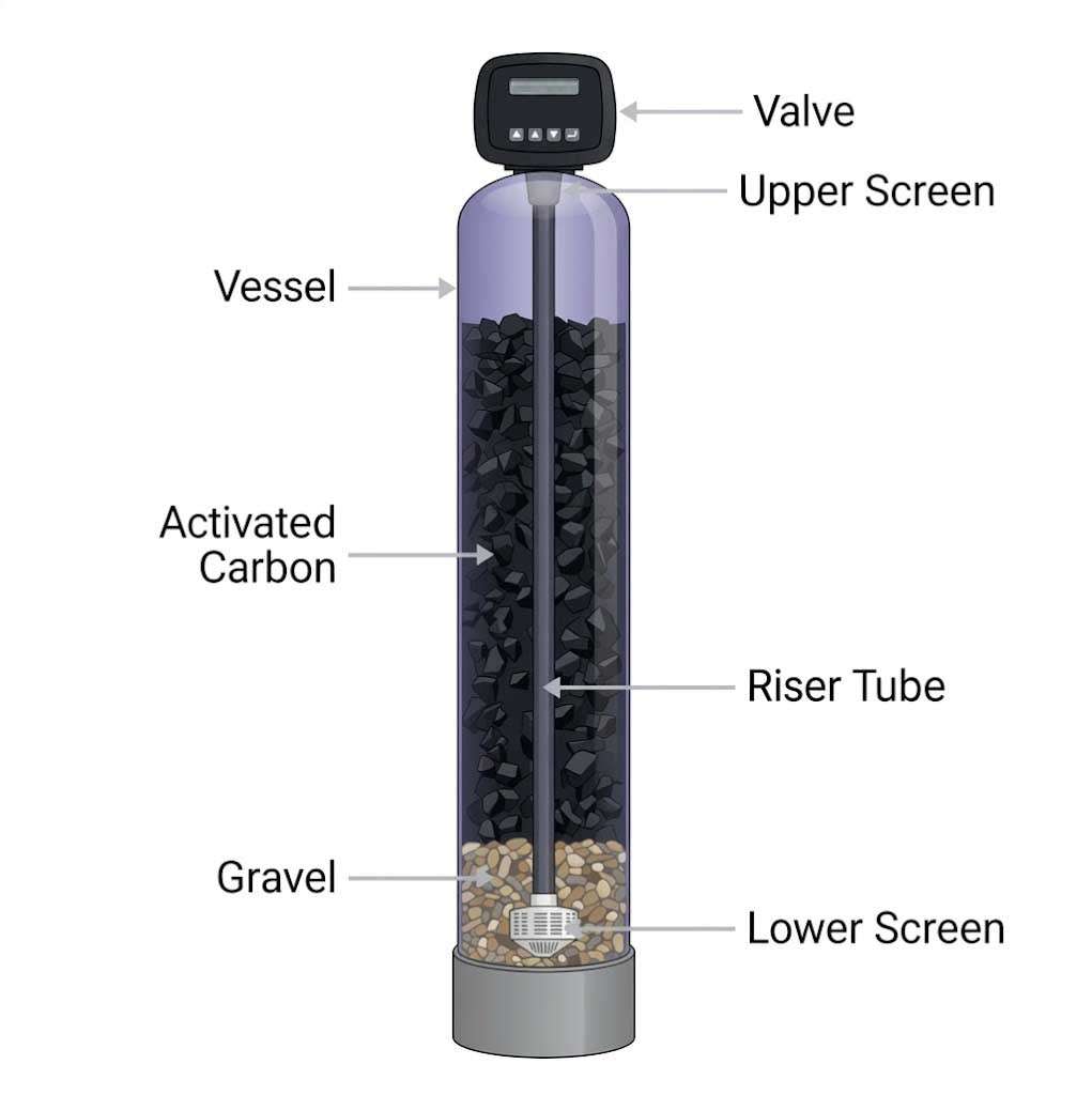 Activated Carbon Filter with Autotrol Valve for efficient water filtration and chlorine removal