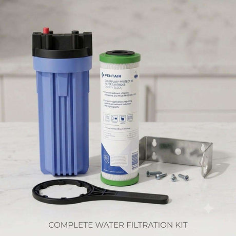 Pentair ChlorPlus Protect 10 PFAS filtration system with carbon block technology for clean water.