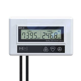  DM-3 Commercial In-Line Dual EC/TDS Monitor showing dual probe setup and backlit display for water quality measurement