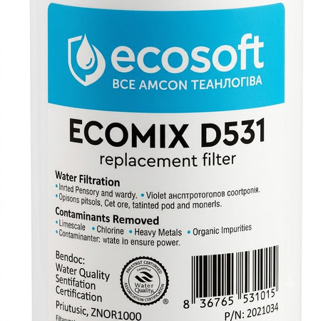 Ecosoft filter with ECOMIX® material 2.5x10 compact water filtration cartridge for home use