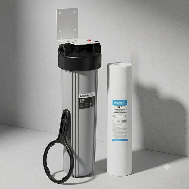 Ecosoft 5 Micron Sediment Filter with 20-inch large diameter housing and 1-inch BSP for effective water purification