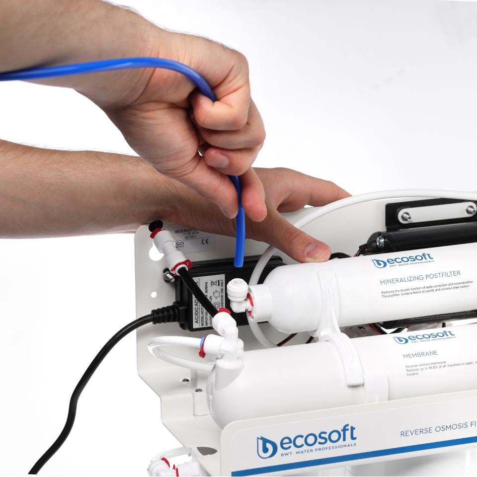 Ecosoft STANDARD PRO RO System with Pump on Metal Rack