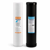 Ecosoft Aquapoint XL Duo replacement sediment and iron reduction filter set with dual-gradient and Ferromix cartridges