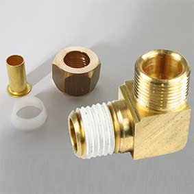 Fleck 29220 Kit elbow 90ø 1/4" x 3/8" Brass | GAPS Water Treatment