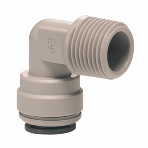 John Guest Fixed Elbow 3/8" Push Fit to 3/8" Thread plumbing fitting in 90-degree design