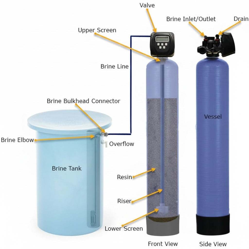 Low Fouling Resin Water Softener with Clack WS1 CI Valve (0.8 - 5.0 m³/hr)