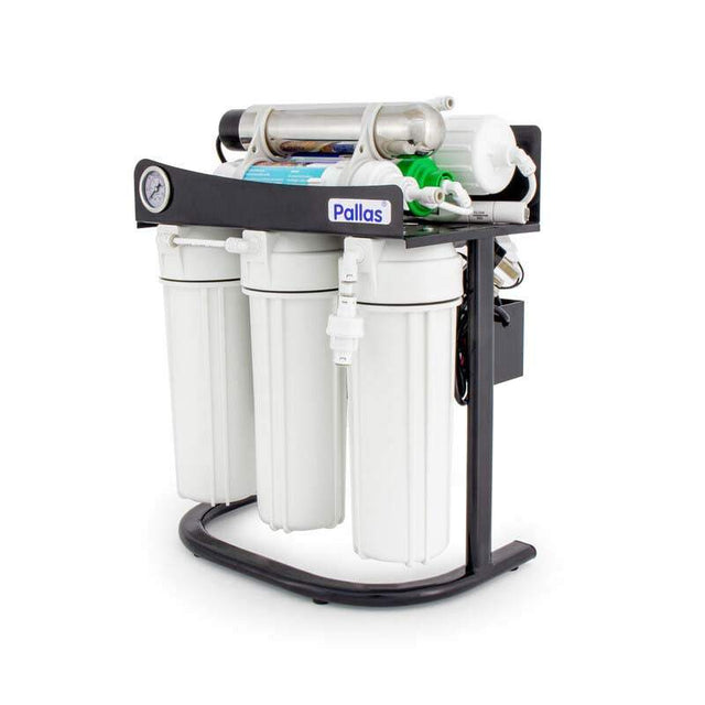 Pallas Viva 6T-BPUV six-stage reverse osmosis system with pumped UV sterilization for water purification.
