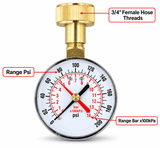 0–200 PSI Water Pressure Tester Gauge – 3/4" Female Hose Thread
