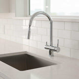 Acquapuro Roma Pull-Down Spout 3 way kitchen tap with two levers and stainless steel finish